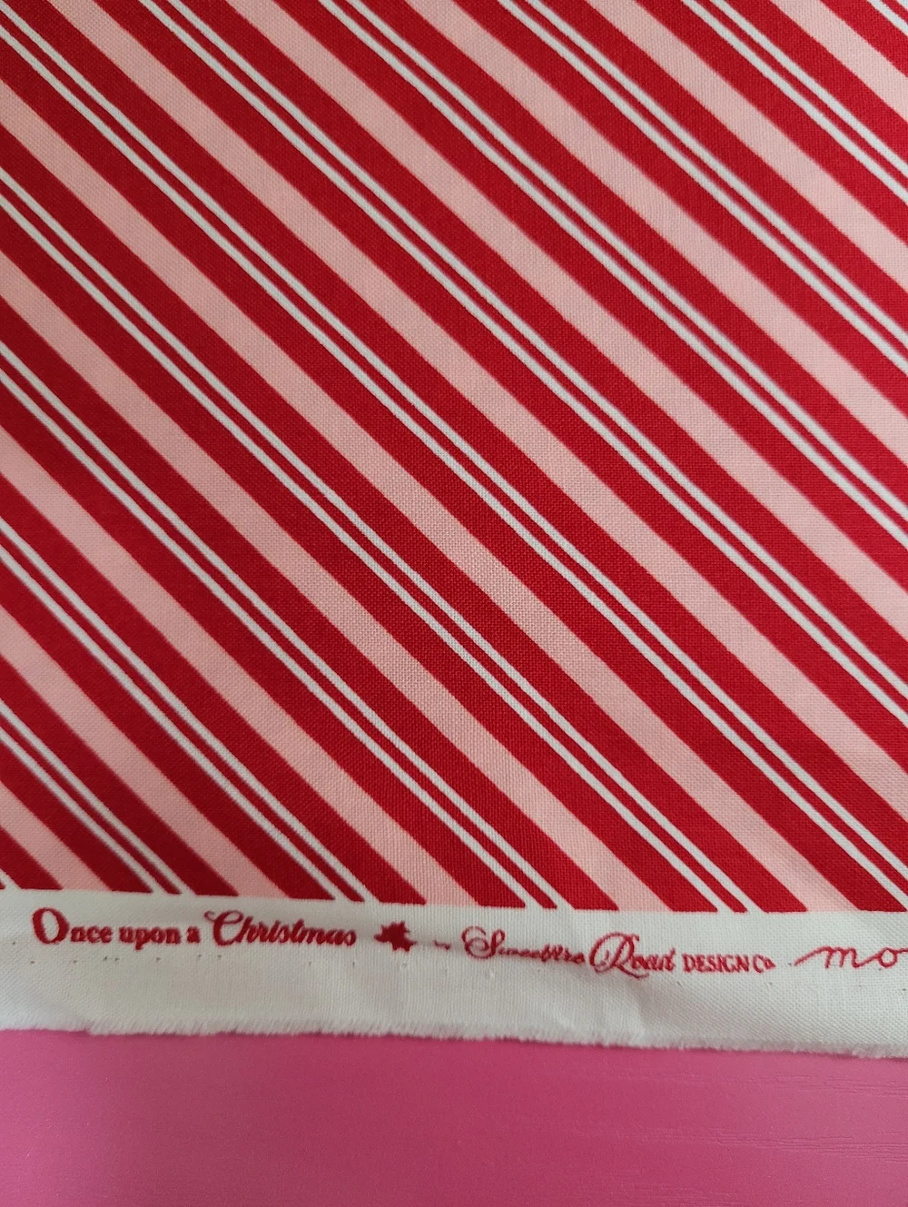 Once Upon A Christmas Moda Fabric Red White Pink Stripe Cotton #43166 (789/810)